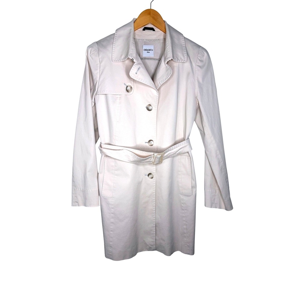 Cinzia Rocca Due Womens Belted Trench Coat Button Front Italian Jacket 12